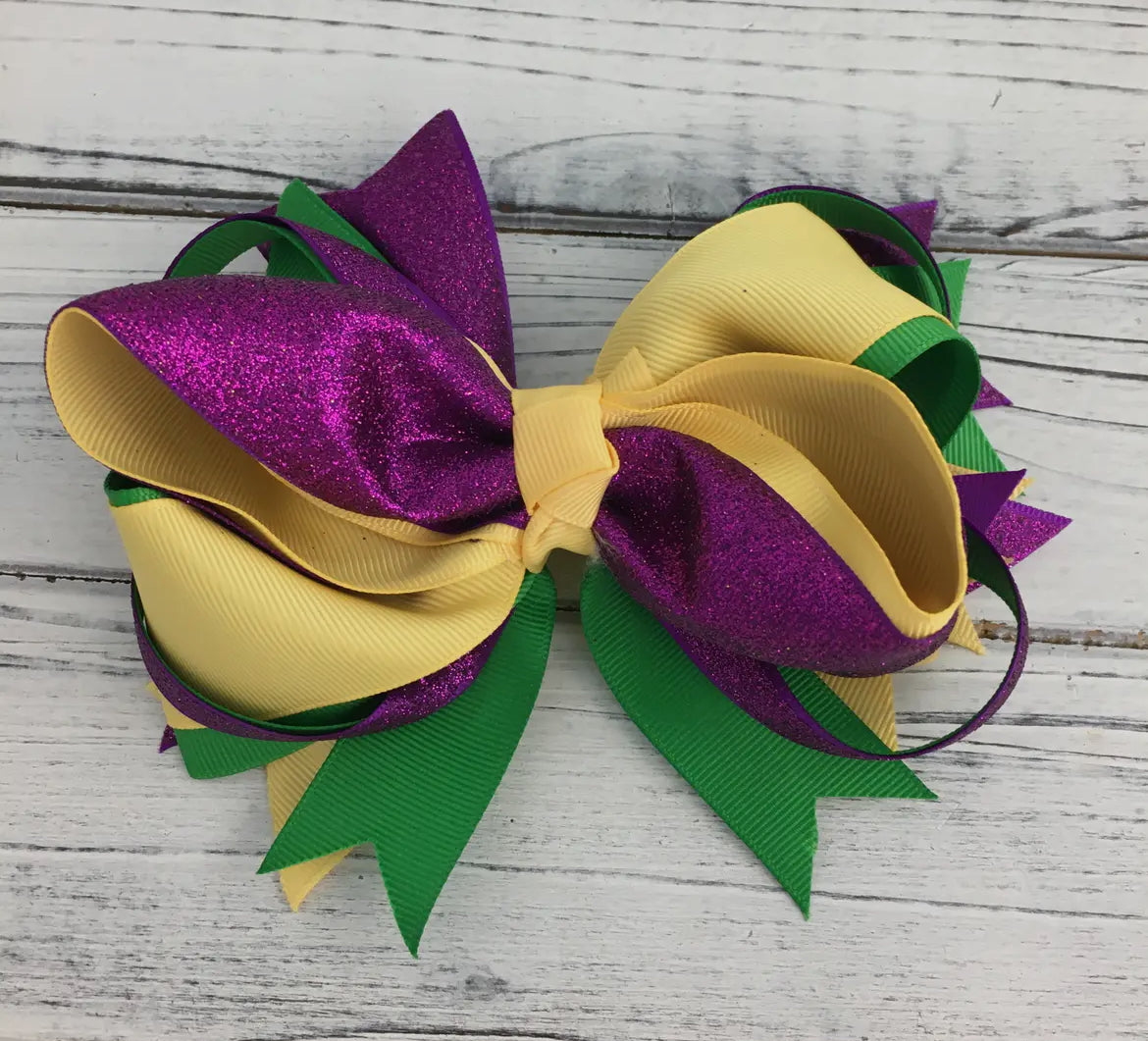 Mardi Gras Glitter Bow