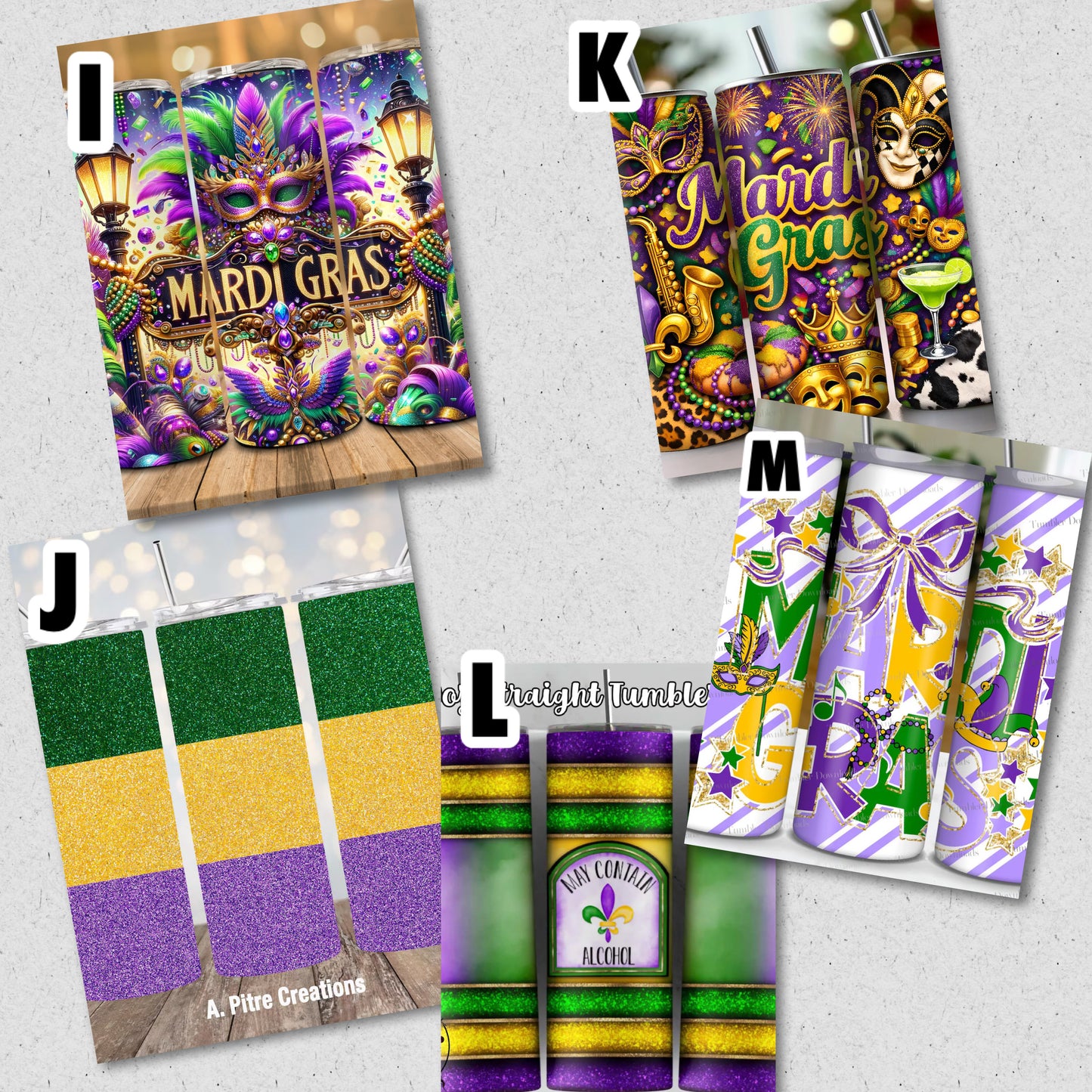 Mardi Gras Tumblers