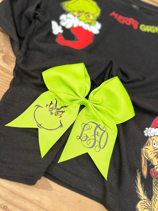 Grinch monogram bow