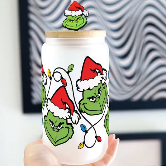 Grinch 16oz with straw topper