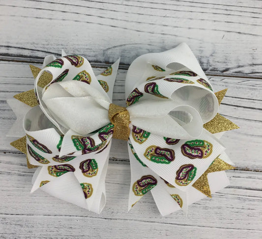 King Cake glitter bow