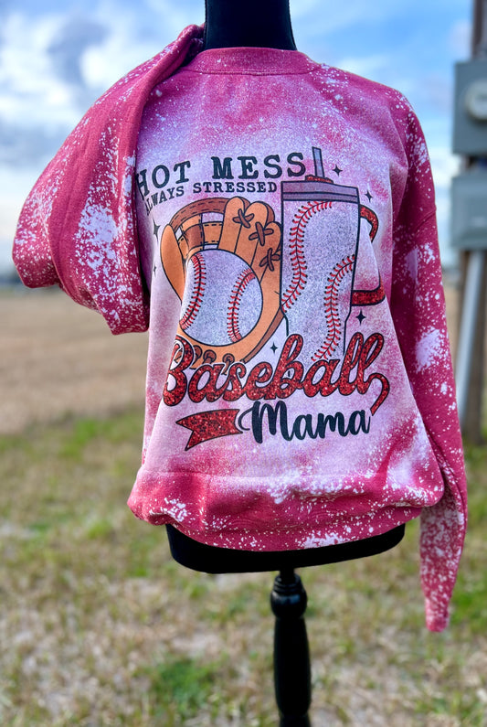 Always stressed Baseball Mama(Bleached)