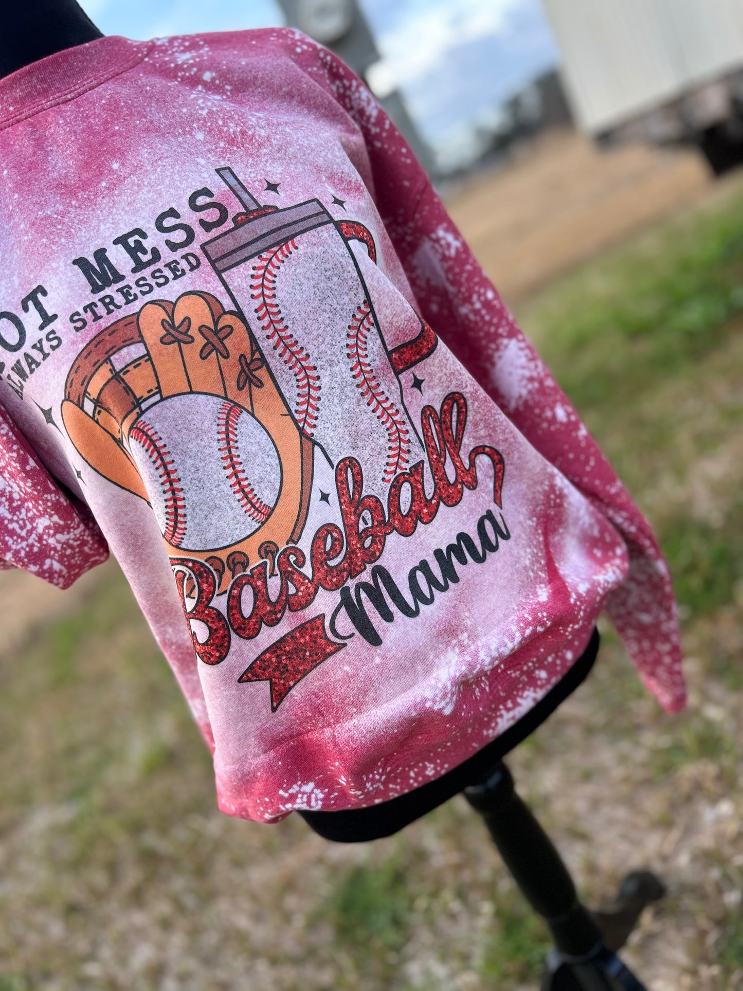 Always stressed Baseball Mama(Bleached)