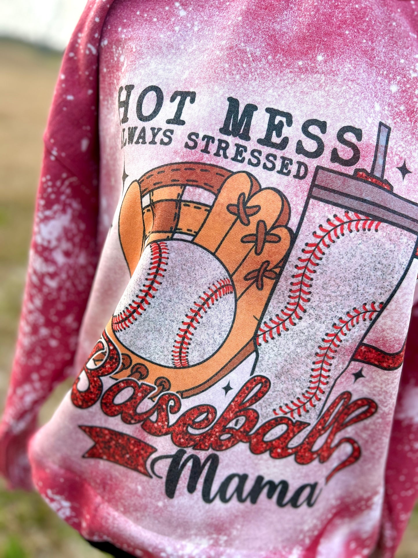 Always stressed Baseball Mama(Bleached)