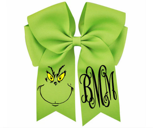 Grinch monogram bow