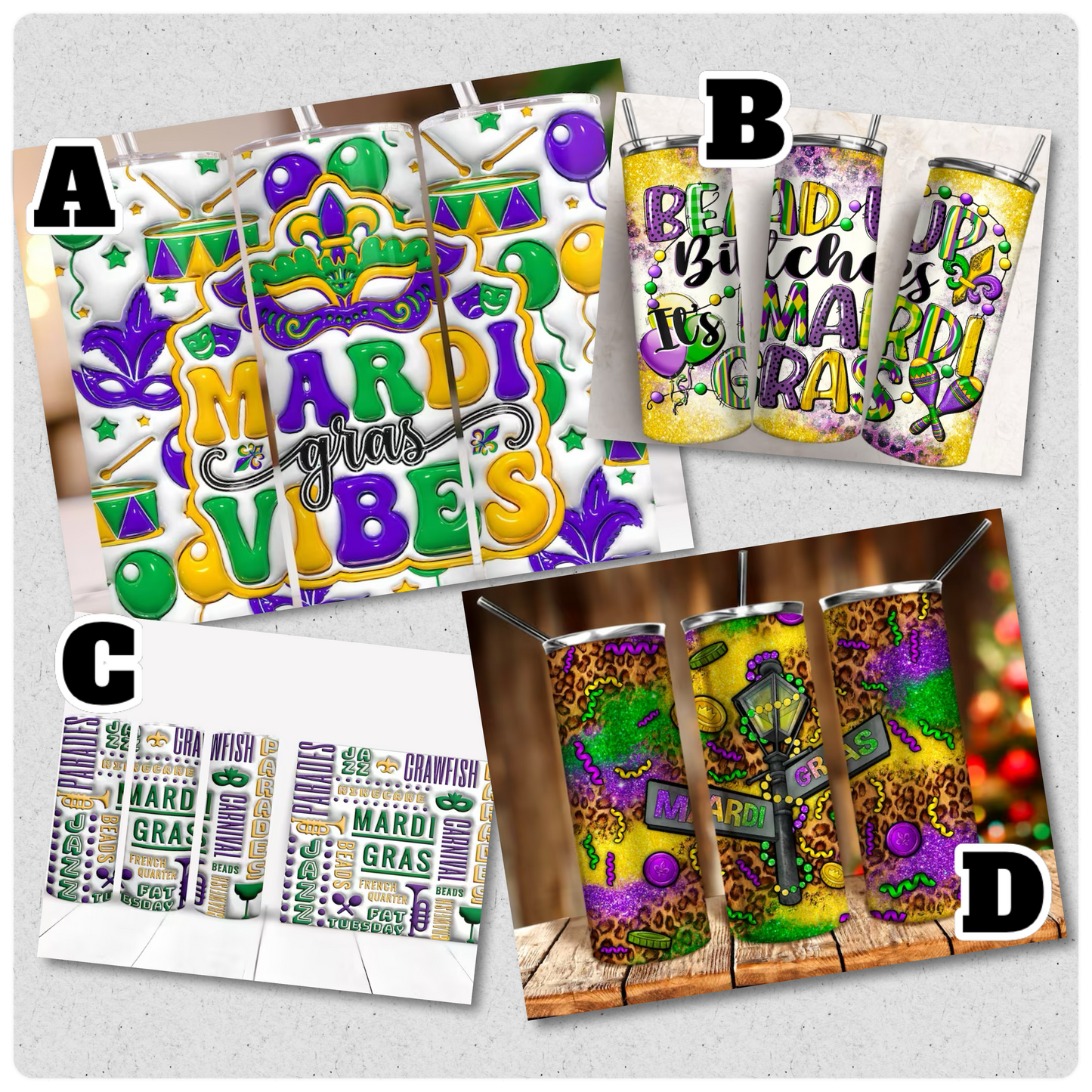 Mardi Gras Tumblers