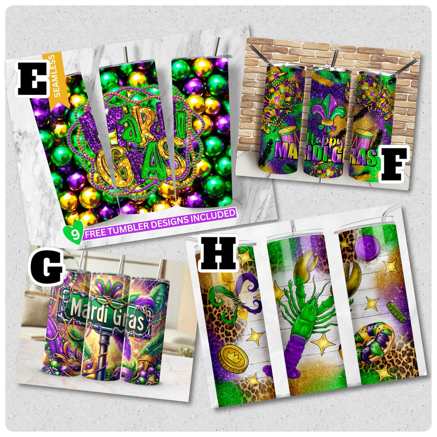 Mardi Gras Tumblers